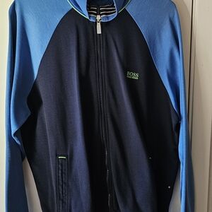 Hugo Boss Men's Zip-Up Sweater in Blue and Black